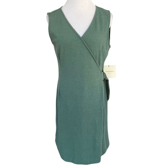 Cynthia Rowley Green Cotton Sleeveless Faux Wrap Dress M NWT - Picture 1 of 7